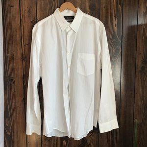 Tasso Elba White textured button up shirt